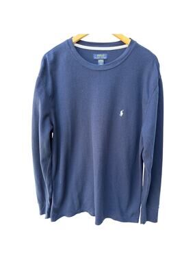 Polo Ralph Lauren Waffle Knit Shirt Mens XL Blue Long Sleeve Sleepwear Top
